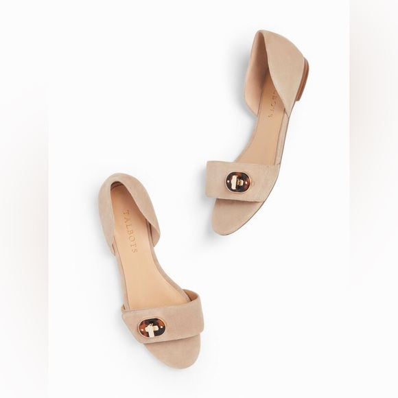 Talbots LEONA D'ORSAY FLATS - SUEDE, Fawn Sz 8 - Picture 1 of 8